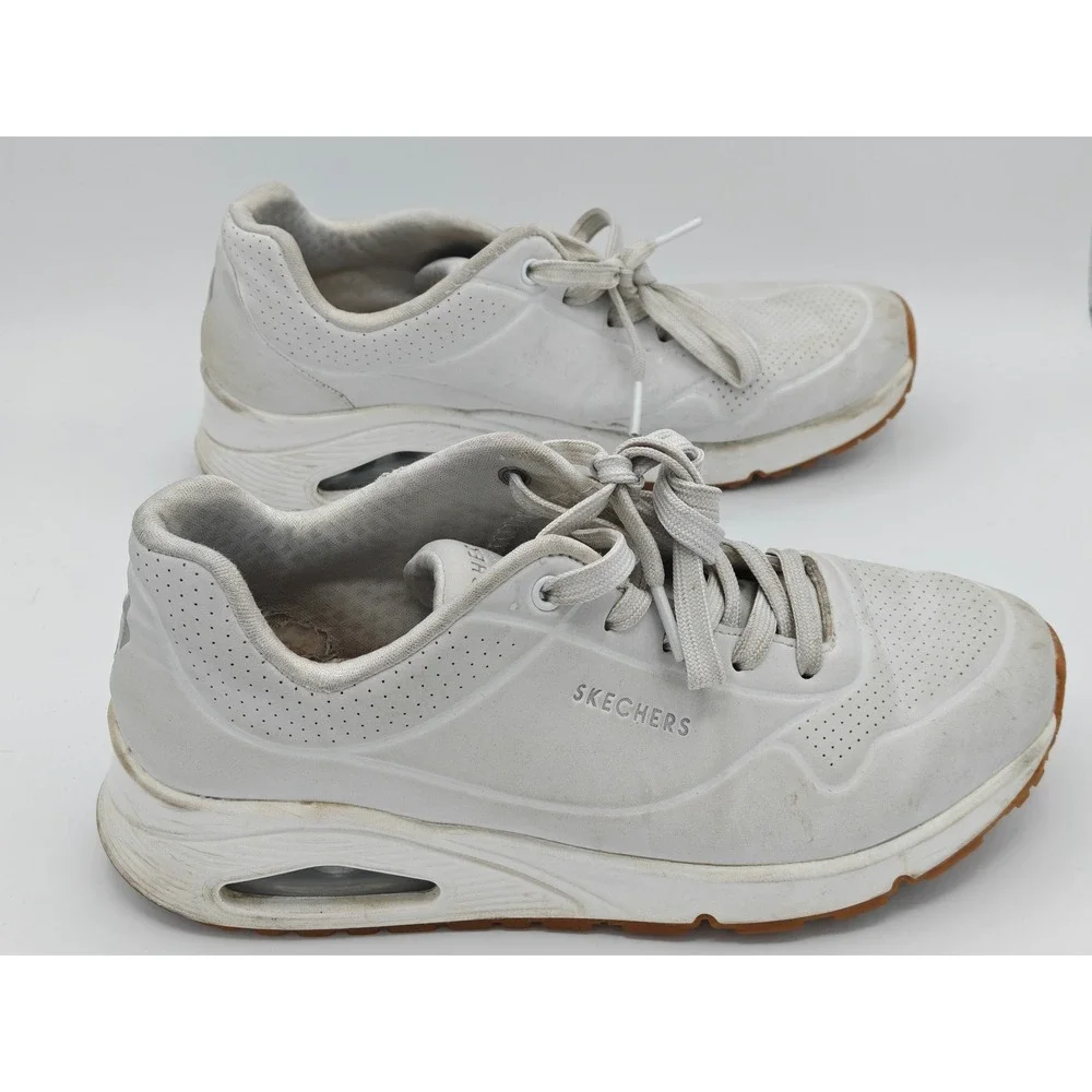 Skechers Los Angeles Uno Stand On Air Womens 9.5‎ White Sneakers 73690 Gum Sole